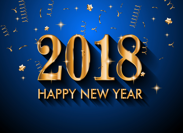 year new golden blue 2018 