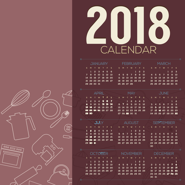 kitchenware calendar 2018 