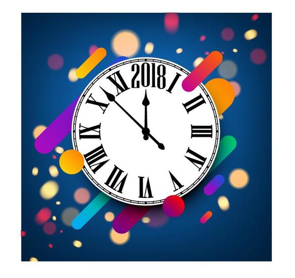 year new clock blue 2018 