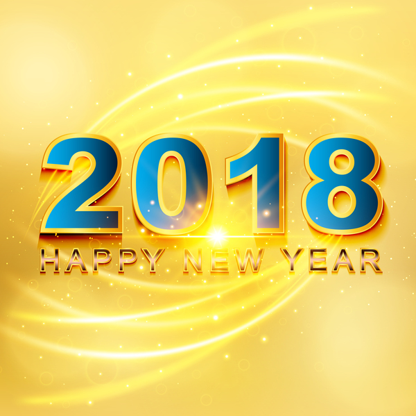 yellow year new happy 2018 