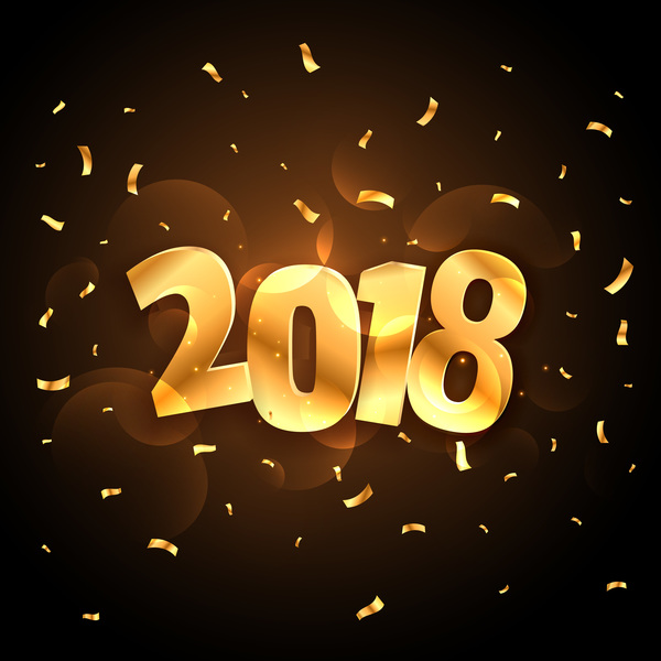 year new golden confetti 2018 