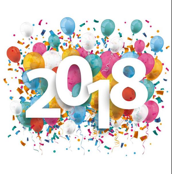 year new confetti balloons 2018 