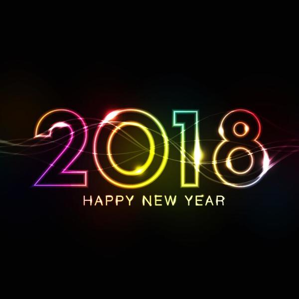 year new neon effect 2018 