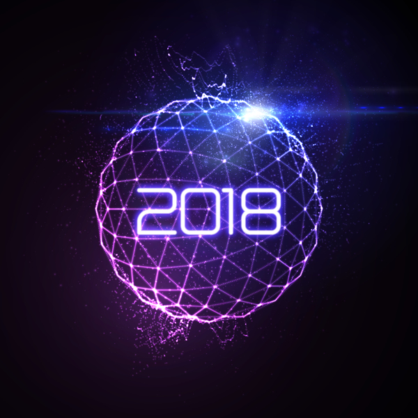 year sphere new lights abstract 2018 