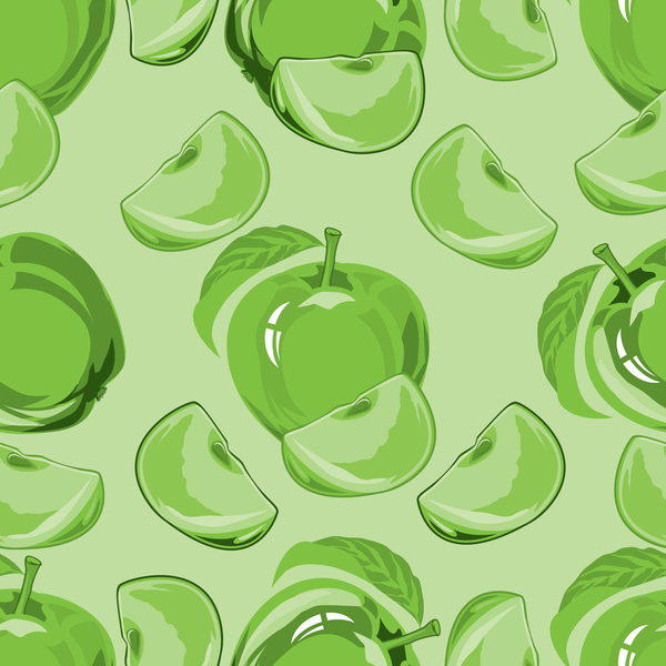 seamless pattern green apple 