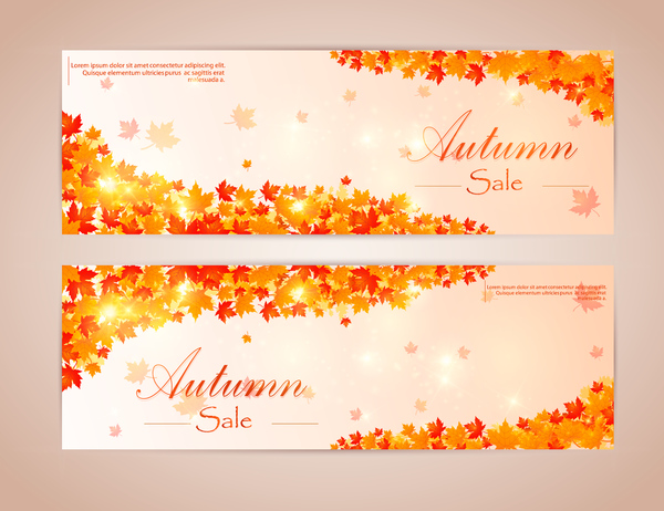 red leaves banner autumn  