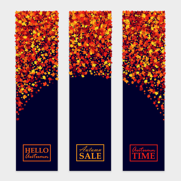 vertical leaves banners autumn  