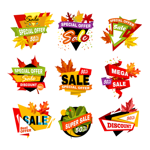 super sale leaves labels autumn 
