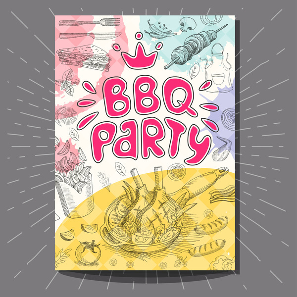 party hand flyer drawn BBO 