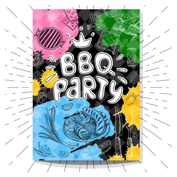 party hand flyer drawn BBO 