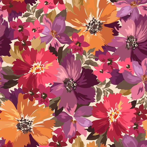 Watecolor seamless pattern flower beautiful 