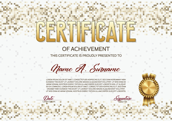 pixelated certificate template beige 