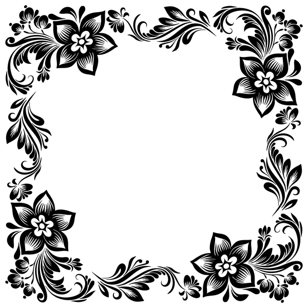 Black flower decorative frame vectors material 02 - WeLoveSoLo