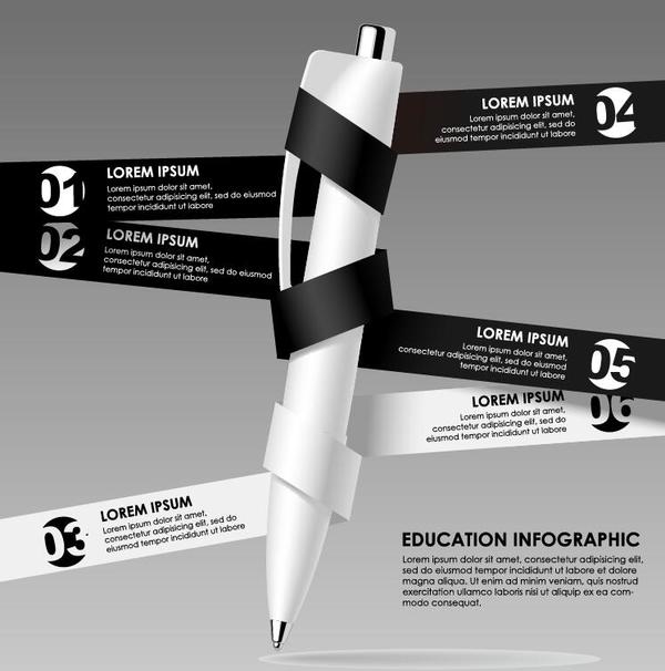 ribbon infographic education black 