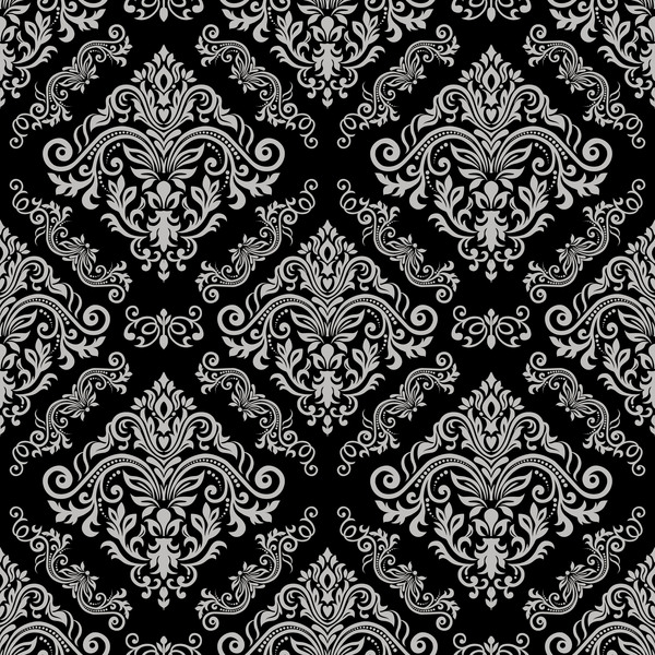 vintage seamless pattern floral black 