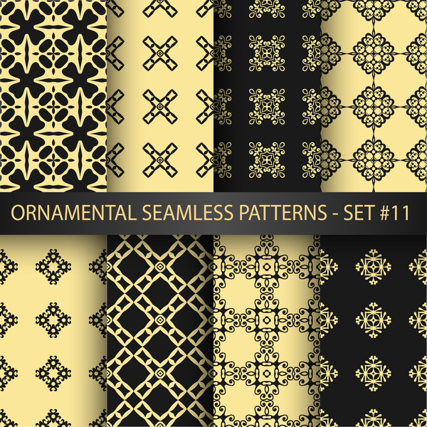seamless pattern ornament golden black 
