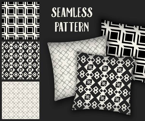 white seamless pattern mockup black 
