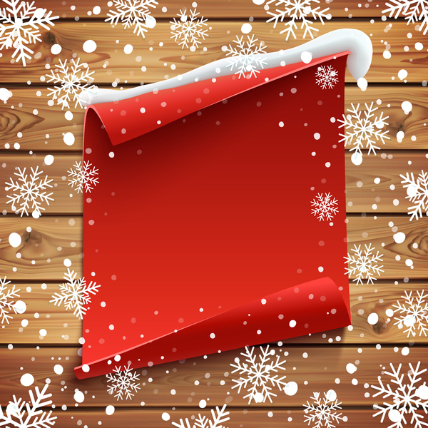 wooden snow red paper blank 