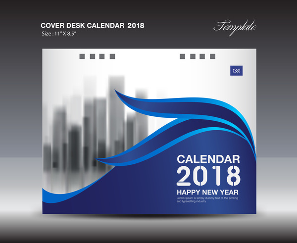 desk cover calendar blue 2018 