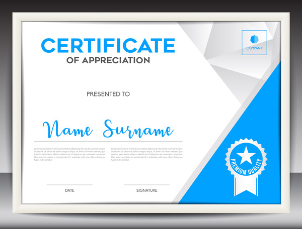 layout certificate blue 