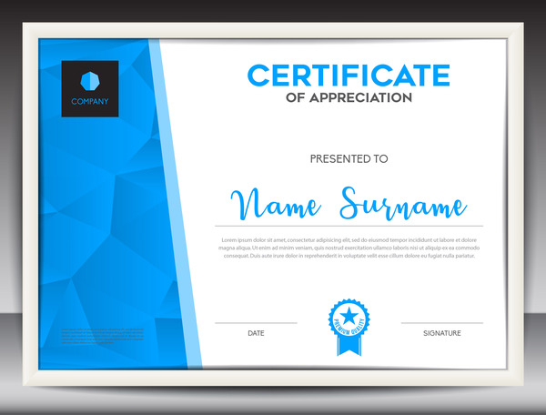 layout certificate blue  