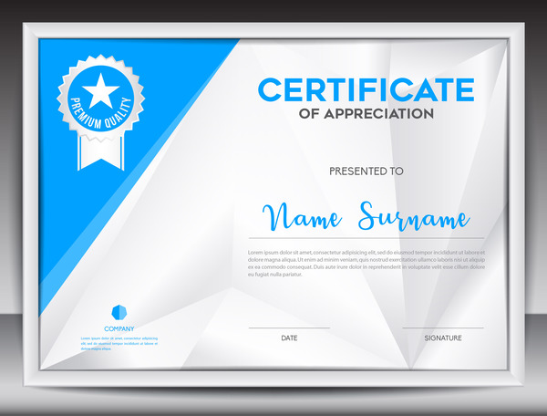 layout certificate blue  