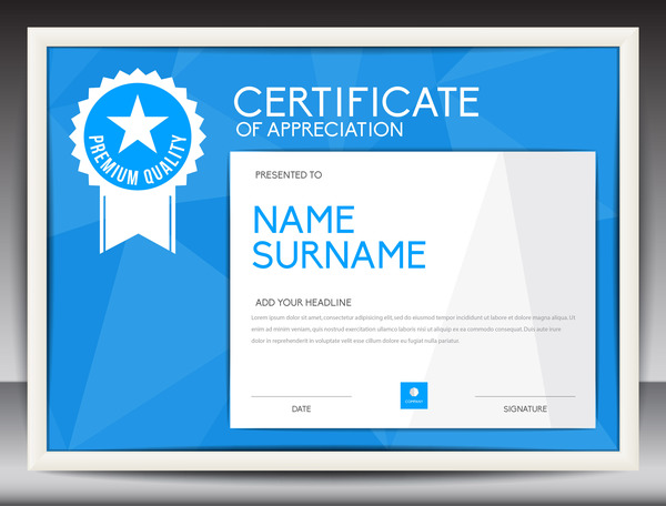 layout certificate blue 