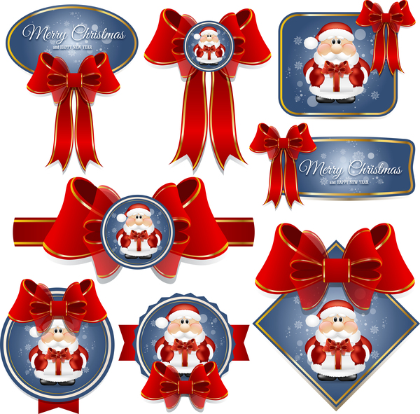red labels christmas bows blue 