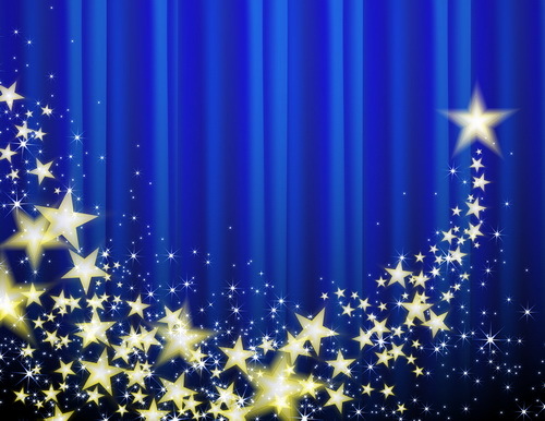 stars golden curtain blue 