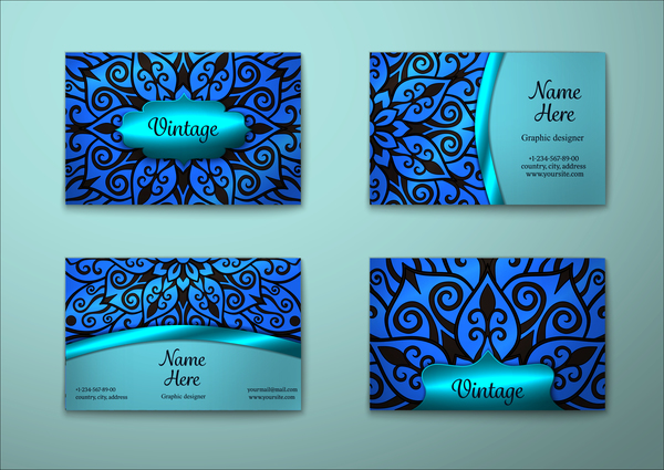 pattern decorative card business blue 
