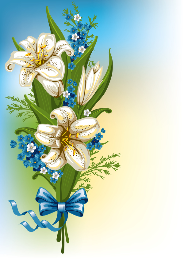 white flower bows blue 