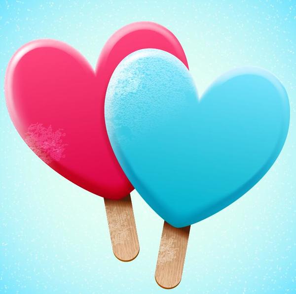 shapes ice heart cream bright  