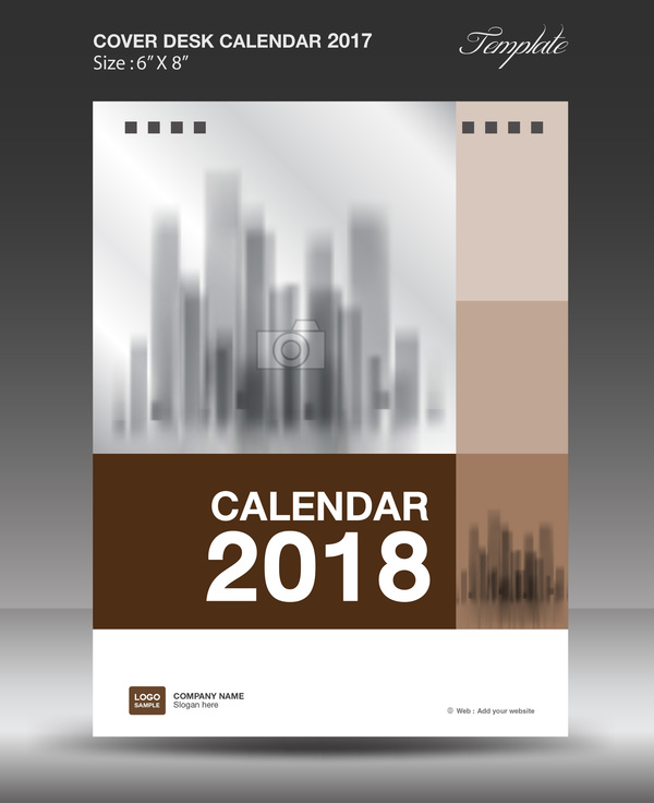 vertical desk cover calendar brown 2018 
