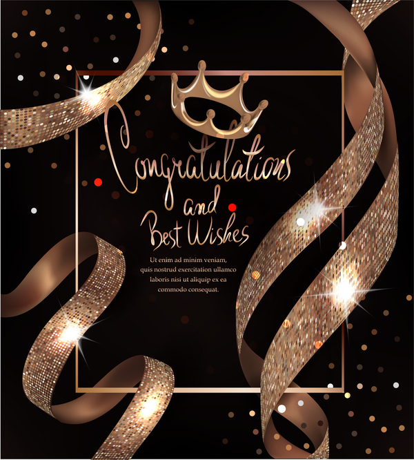 Card with congratulations and beautiful ribbons vector - WeLoveSoLo