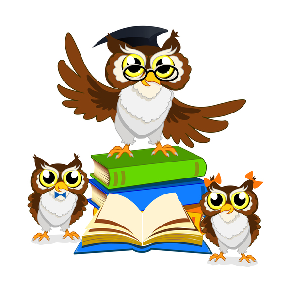 school owl cartoon 