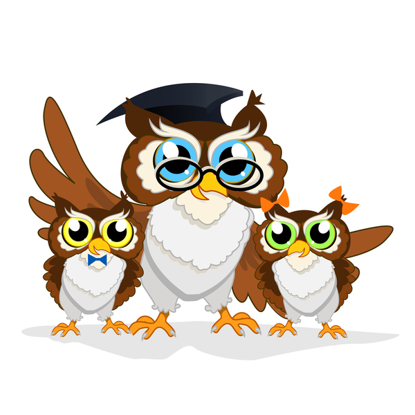school owl cartoon 
