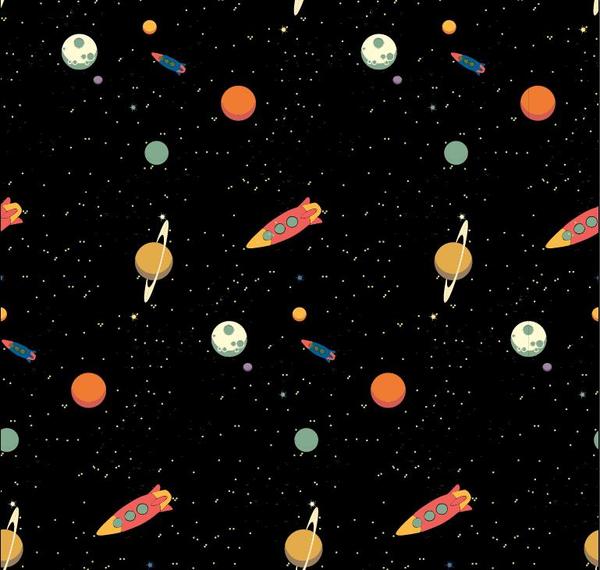 space seamless pattern cartoon 