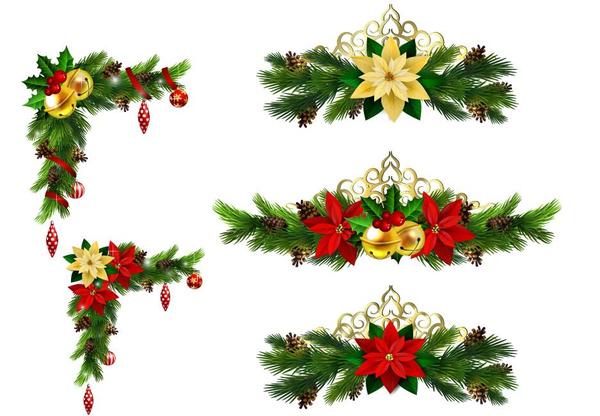 Download Christmas corner decorative with borders vector 06 ...
