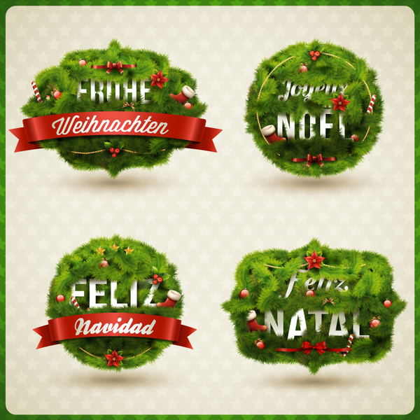 labels green christmas 