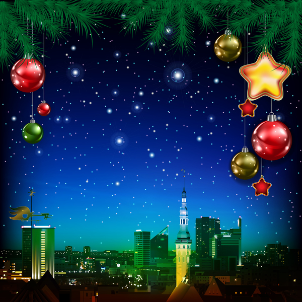panorama greeting city christmas card 