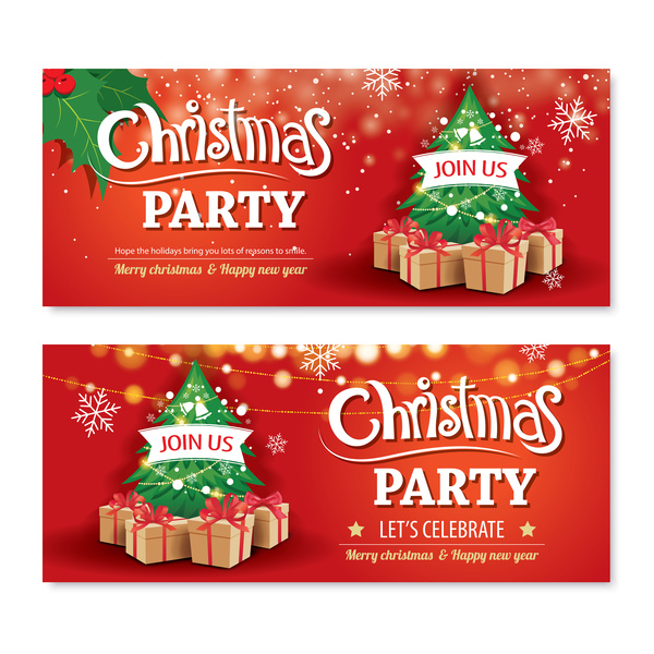 red holiday christmas banners 