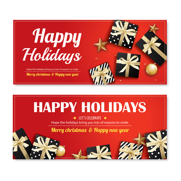 Christmas holiday red banners vector 02 - WeLoveSoLo