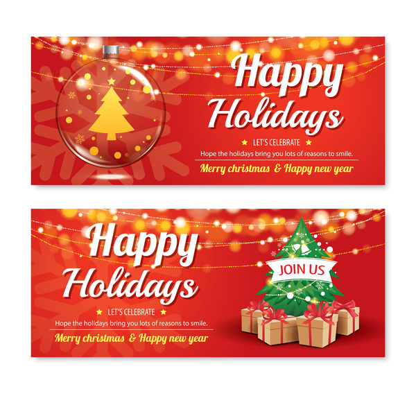 red holiday christmas banners 