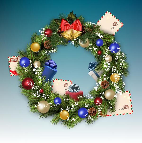 wreath postcard christmas 