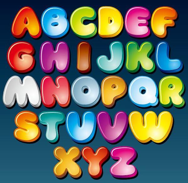 colored cartoon alphabet 