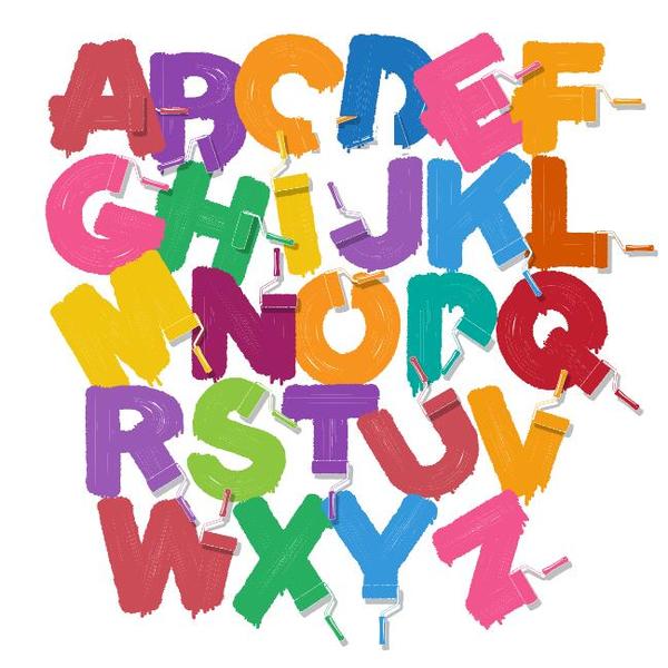 paint colored brush alphabet  