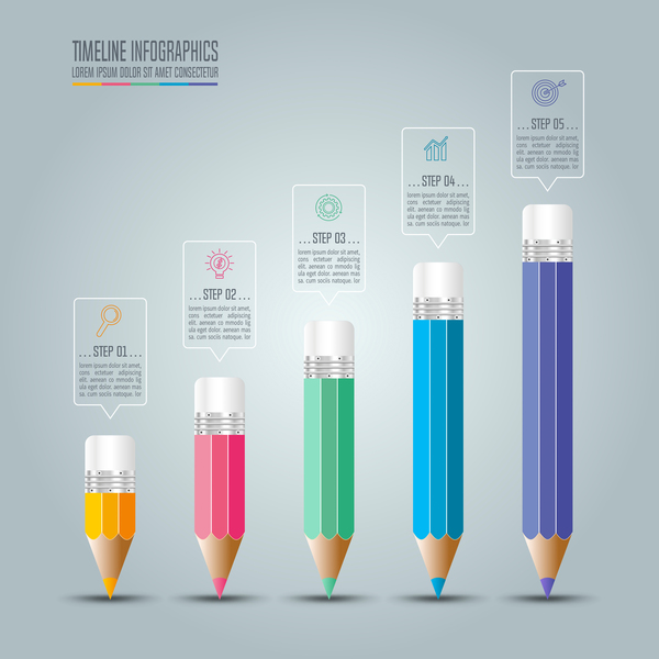 pencil infographic colored 