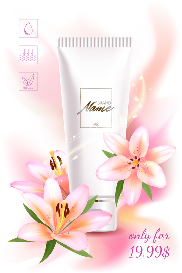 template poster flower cosmetic beautiful ads 