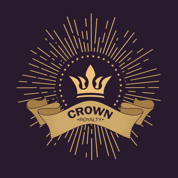 Retro font label crown 