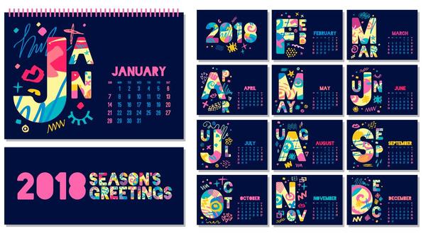 desk cute calendar blue 2018 